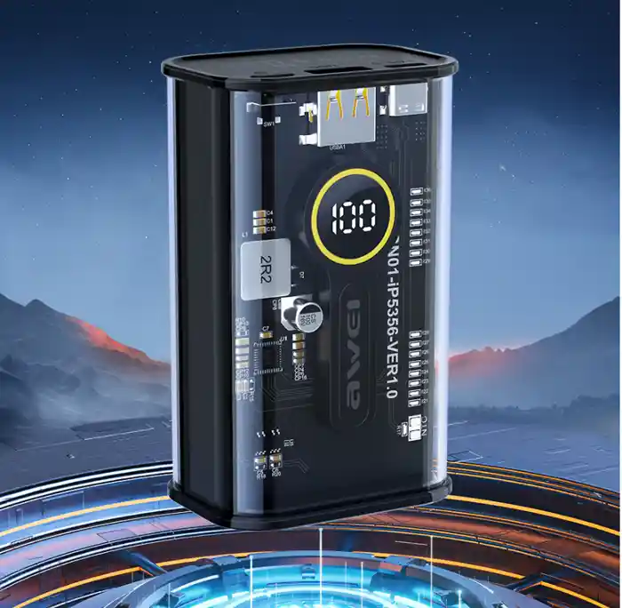 Awei P165K 22.5W 10000MAH Transparent PD Super Fast Power Bank Fast Charging Ultra Slim Power bank